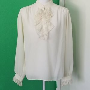Vintage secretary posh ruffle long sleeve blouse